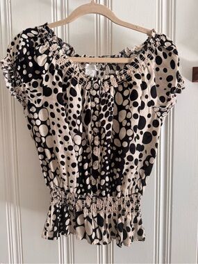 Sarah Spencer Black and Cream Polka Dot Blouse